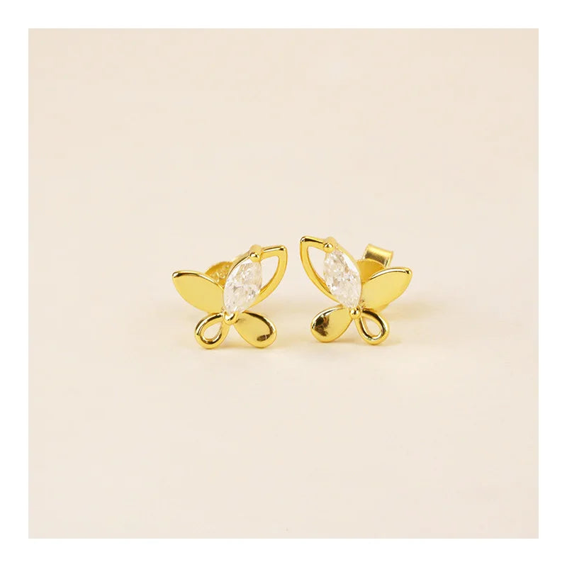 Cute Gorgeous butterfly Huggie Earring Small Stud for Women Gold Plated Earrings 18k Gold Plated New Fine Earings