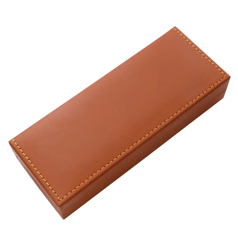 Silver Gold logo Emboss Pressing PU Leather Luxury Gift Pen Box
