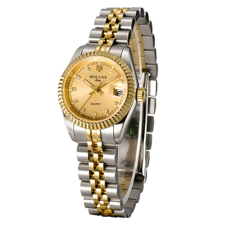 HOLUNS HLS001 Top Sale Fashion Luxurious Diamond Quartz Ladies Watches Business Dress Stainless Steel Waterproof Watch Love Gift