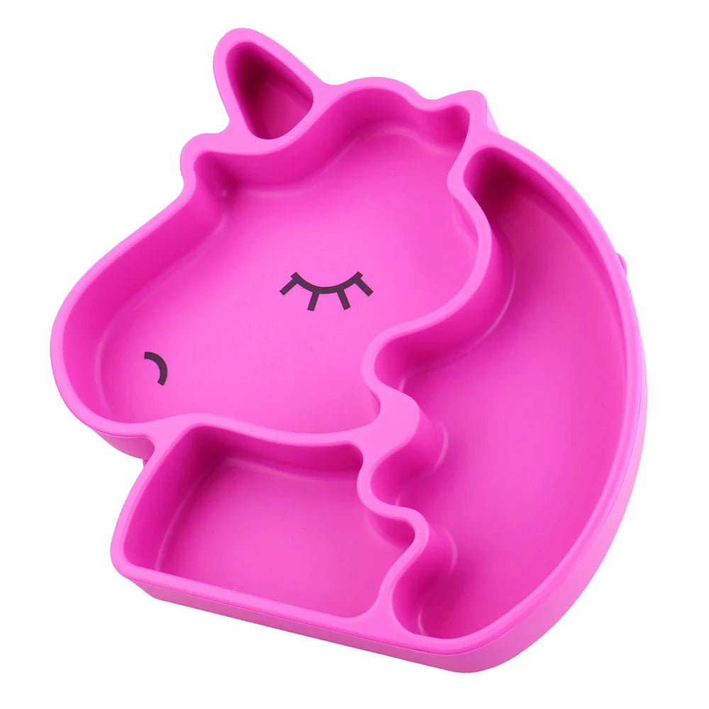 BPA Free Non-Toxic Durable Dishwasher Safe Grip Eco-Friendly BHD Silicone Big Sucker unicorn Baby Plate