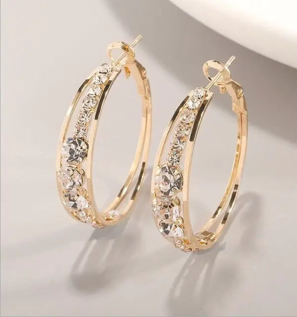 2022 Wholesale Fashion Super Flash Drill Earrings Crystal Diamond Hoop Earrings for Women