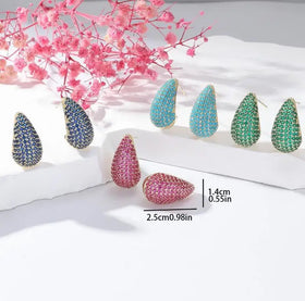 18K Gold Chubby Water Drop Earrings Female Niche Design with Zircon Jewelry Accessories Earrings Light Luxury Girl