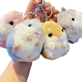 Mini Plushie Hamster Key Chains Fluffy Stuffed Animal Toys Wholesale Handbag Bag Purse Pendant Charm Hamster Plush Keychain