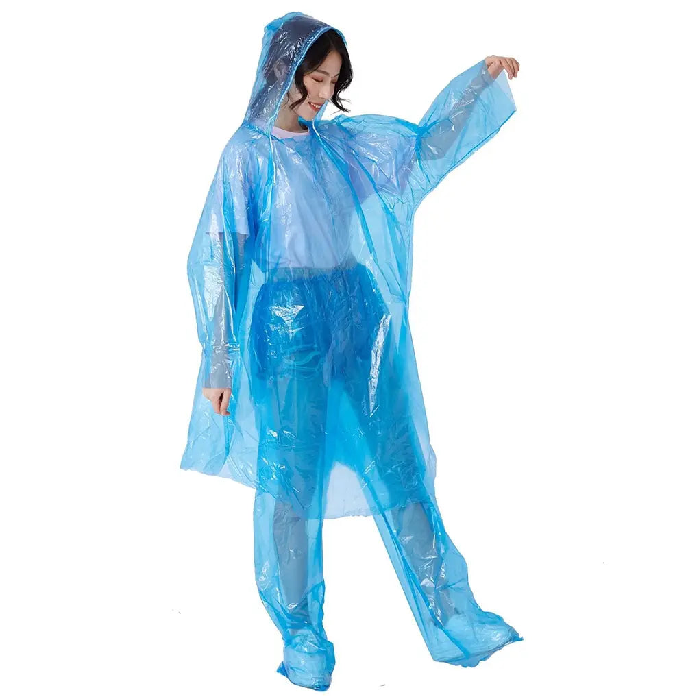 Disposable Plastic Adult Emergency Waterproof Raincoat for Hiking & Camping for Pants with Hood