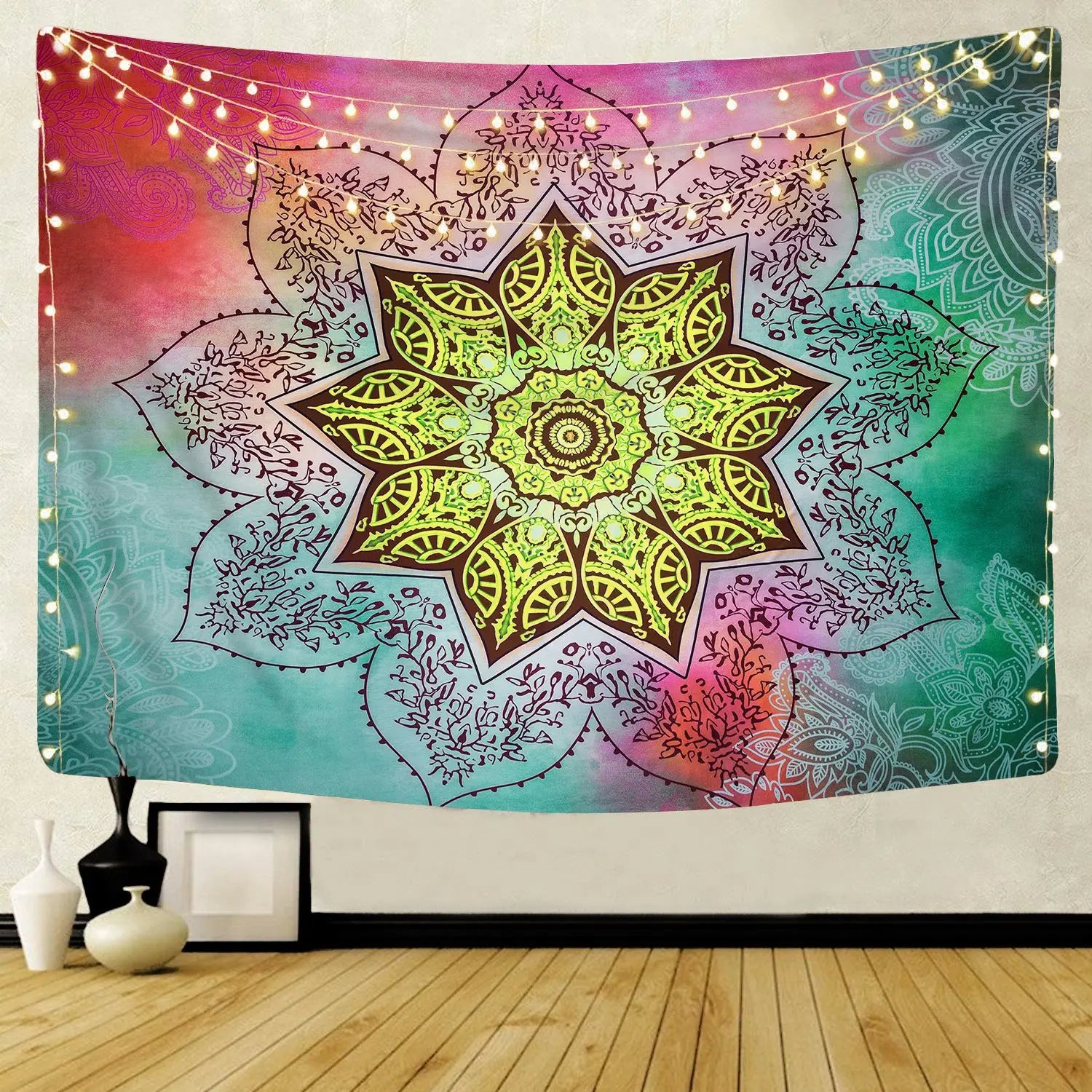 Custom Tapestry Wall Hanging Decoration Bohemian Mandala Flower Polyester Thin Blanket Home Decoration Bedspread
