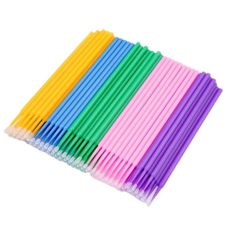 Disposable Micro Brushes 100pcs/Bag Cotton+Plastic Customized Color OEM/ODM Brand Eyelash Extension Eyelash Removing Tools