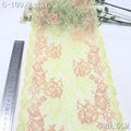 20cm Yellow Elastic Stretch Floral Lace Trim Encaje Eco-Friendly Spandex Nylon Knitted Stretching Lace Ribbon with Pink Flowers