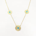 Latest 18K Gold Plated Stainless Steel Jewelry Synthetic Blue Turquoise Daisy Charms Pendant  Accessories Necklaces P223324