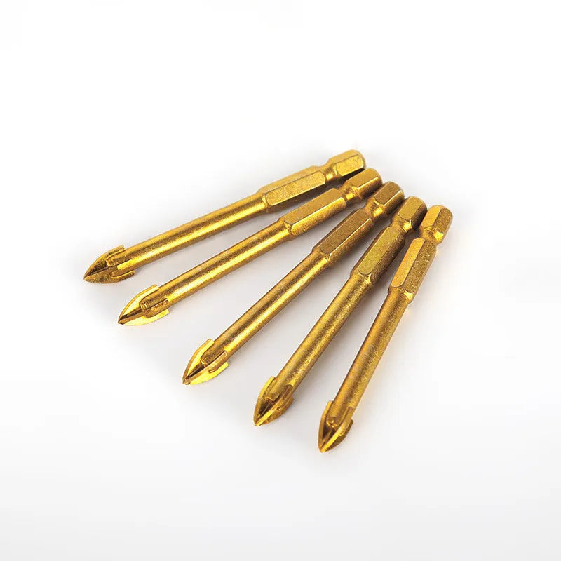 Ceramic Glass Opener Ceramic Tile Triangular Drill Set Hexagonal Handle Cross Alloy Drill