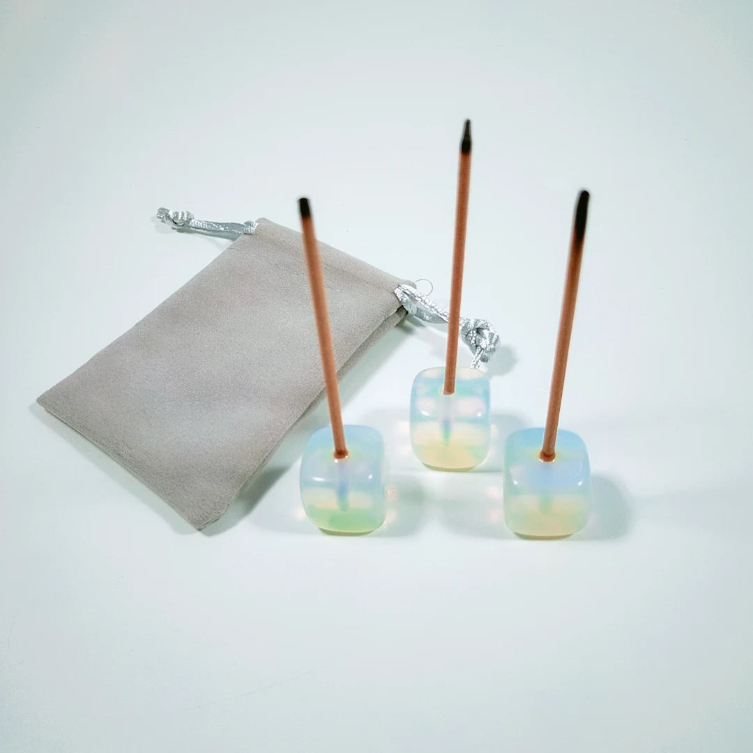 HZ Arrival Natural Crystal Cube Shape Crafts Incense Holder Crystal Gift Opalite