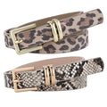 Luxury Trendy Manufacturer Custom Alloy Buckle Snake Skin Leather Waist Belt Thin Slim Belts for Women