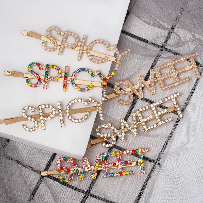 New Cute Cartoon Hairclips Handmade Hairclip Words Name Display Card Hairclips for Girls Letter Hair Clips Alloy 8*2*2cm MegaBDM