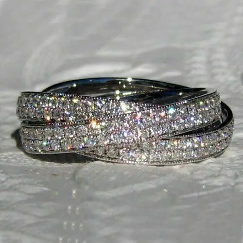 CAOSHI Custom High Quality Exquisite Paved Full Imitated Moissanite Cross Design Finger Band Rings for Silver Plated Rings Women
