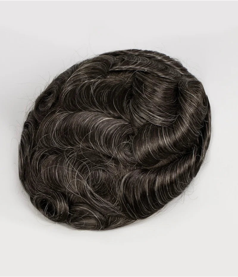 Greathairgroup Fast Delivery Premium Quality Men's Wigs 100% Natural Human Hair Toupee with Lace Base Wave Style