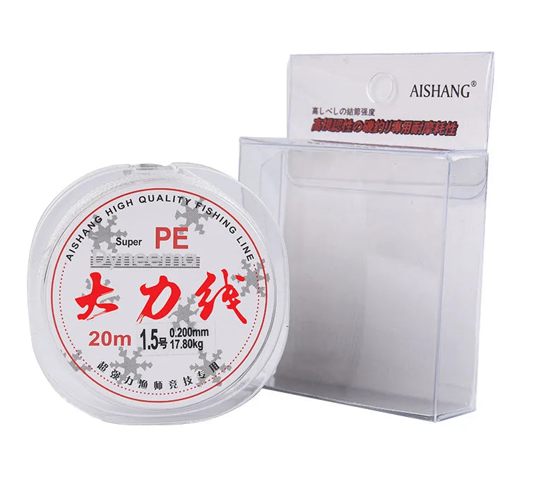 SNEDA Fishing Line PE 4 Strands 20m 36.3kg Max Drag Braided Line Teeth's Nemesis Durable Braided  White & Gray