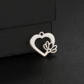 Cute Hollow Out Heart Charm Gold Jewelry Lotus Flower Heart Pendant Accessories for Necklace Bracelet