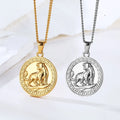In Stocks 18k Gold Plated Lion Skull North Star Compass Pendant Men Stainless Steel Roaring Tiger Necklace Jewelry