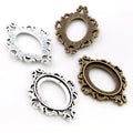 18x25mm Inner Size Antique Silver Color Bronze Flowers Style Cameo Cabochon Base Setting Charms Pendant Necklace Findings