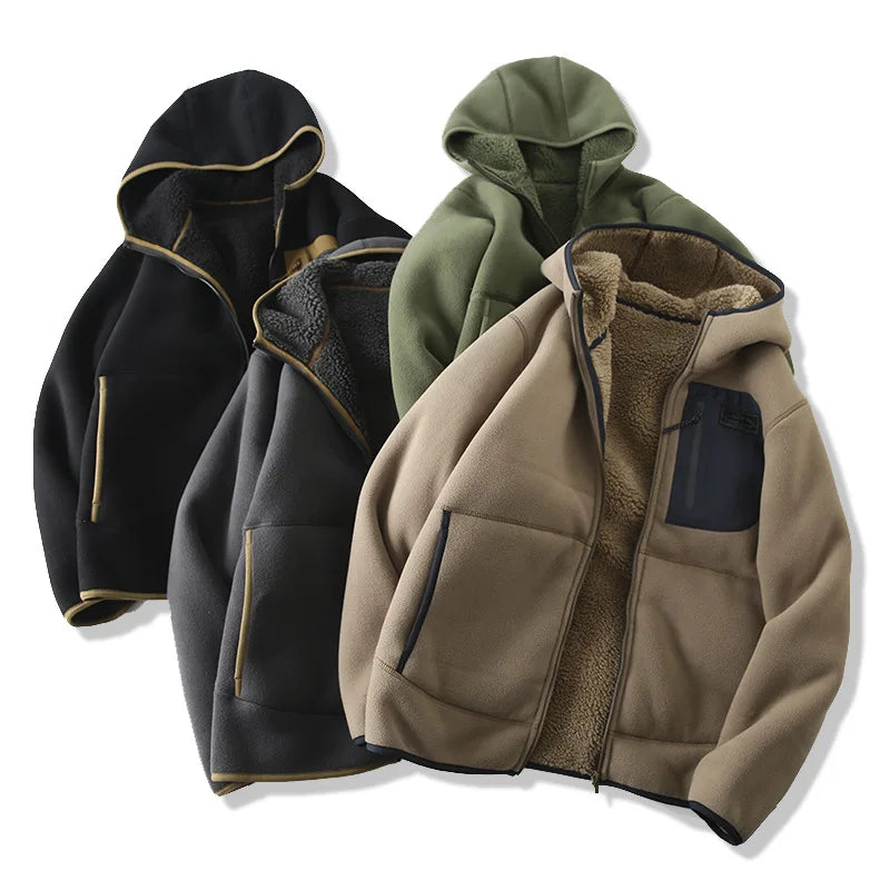 2023 Wholesale Winter Hoodie Warm Sherpa Hoodie Front Pocket Design Polyester Zipper Hoody