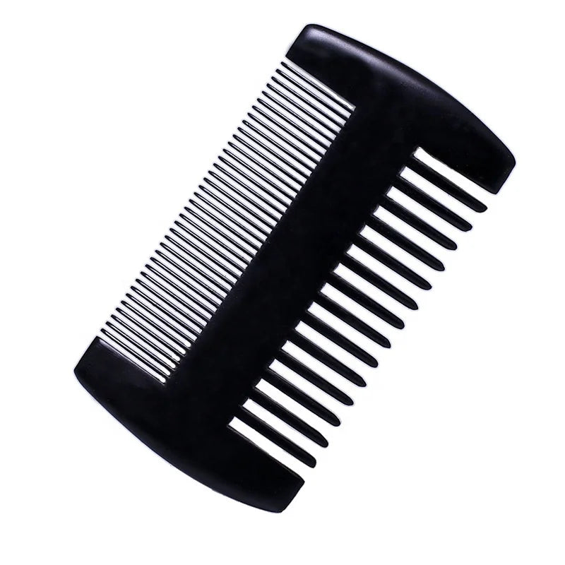 Custom Logo Double-Sided Pocket Comb With Wooden Dual Action Teeth Men Hair Beard Mustache Styling Beard Care Grooming Brush