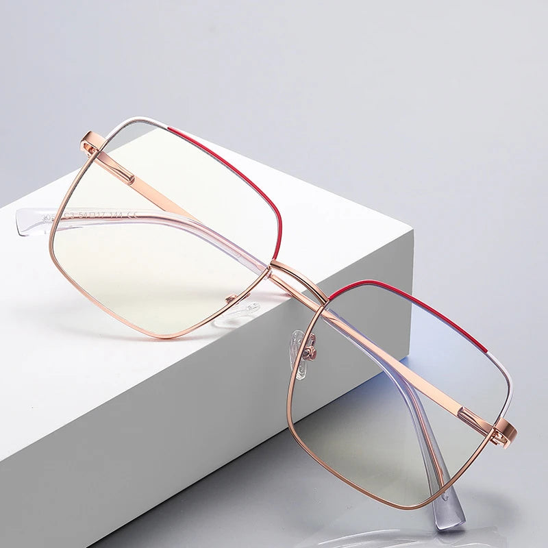3059 Double- Color Women Fashion New Style Lady Metal Computer Eyeglasses Anti Blue Light Optical Glasses Frames