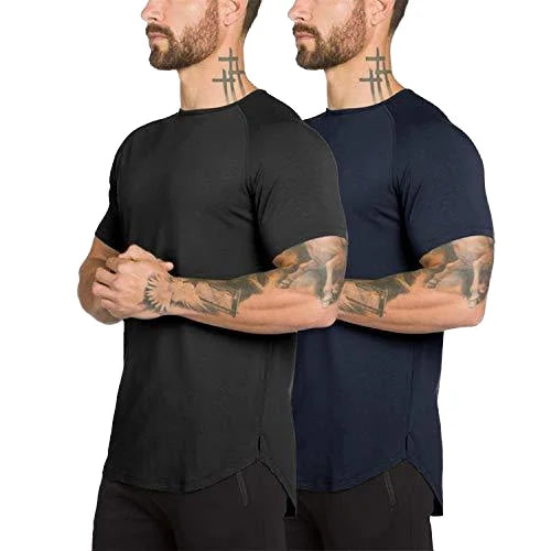 1 Pcs Mens Short Sleeves GYm Workout Sports Athletic Wear Breathable Cotton Fitted Running Cool Dry O Neck Shirts for Fitness