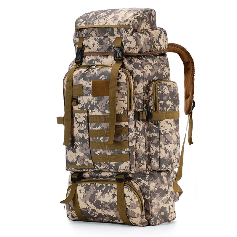 JSJM Tactical Camouflage BackpackLarge Capacity 80L Waterproof Outdoor Sports Mountaineering Bag Other Backpacks