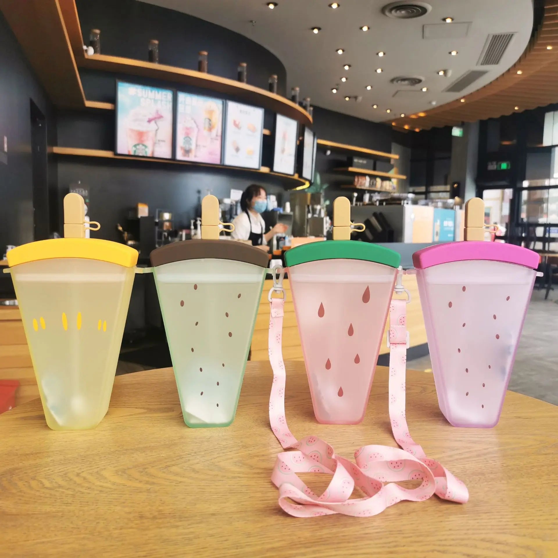 Top Seller 320ml Portable Popsicle Water Bottle Watermelon Ice Cream Cup Kids Cute Plastic Bottle for Summer Sippy Cup