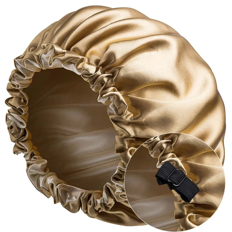 Large Satin Lined Reversible Bonnet with Double Layer Thin Elastic Band for Curly Hair Hair Protect Sleeping Eye Health Supplies