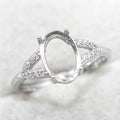 Sterling Silver 7*10/8*11/9*12mm Semi Mount Ring Frame Empty Blank S925 Setting Base Holder Without Center Stone for DIY Inlay
