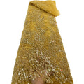 Gold Glitter Beads Embroidery Sequin Lace Fabric Dress Lace Beaded Fabric