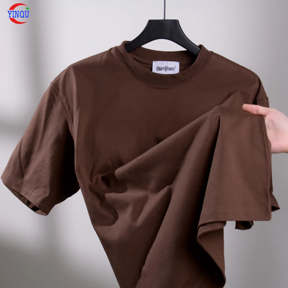 YinQu Cotton Men's t Shirt Heavyweight Luxury Oversized Drop Shoulder Custom logo Desgin Boxy Blank Streetwear T-shirt for Men