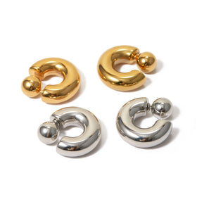 J&D Smooth CC Shape Earrings 18k PVD Gold Plated Stainless Steel Gold Silver Color CC Shape Earrings for Women