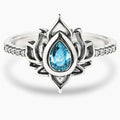 Unique Fashion Inlaid Zircon Sterling Silver Lotus Flower Ring Jewellery Gift for Woman Girls
