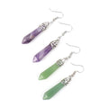 Hot Selling Natural Crystal Stone Hexagonal Prisms Earrings Eardrop Gemstone Green Aventurine Crystal  Earrings for Women