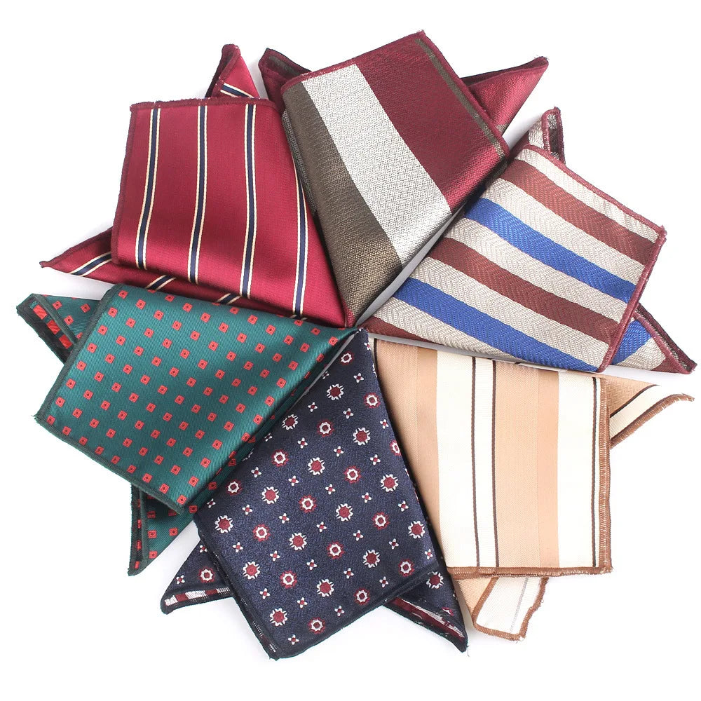24*24cm Striped Pocket Square for Men Wholesale in Bulk Custom Male Silk Hanky Handkerchiefs for Men Wedding