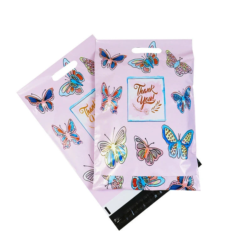 GDCX Custom Mailer Packaging Butterfly Matte Custom Poly Mailer Custom Image Full Color Mailing Bag With Handle Poly Bags