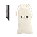 Custom Logo Carbon Fiber Baber Cutting Comb Stainless Steel Salon Rat Tail Steel Pin Hair Parting Braids Styling Comb