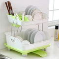 Kitchen Accessories Holder Organizer Storage Rack Standing 2 Tier Plastic Over Sink Dish Drainer Plate Dish Drying Rack