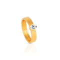 Chris April 316L Stainless Steel PVD Plated Oval Cut Zircon Thin Finger Rings