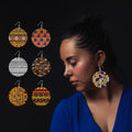African Bohemian Wooden Printed Vintage Afro Ethnic Headwrap Pattern Woman Loops Jewelry for Women Natural Wood Drop Earrings