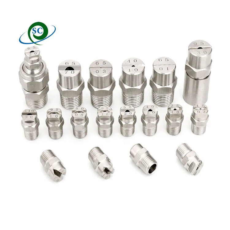 CS 1/4" Stainless Steel Flat Fan Nozzle with BSPT Thread Small to Large Flow Rate Model H-VV for Cleaning