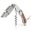 Professional Stainless Steel with Rosewood Inlay All-in-one Corkscrew Bottle Opener and Foil Cutter