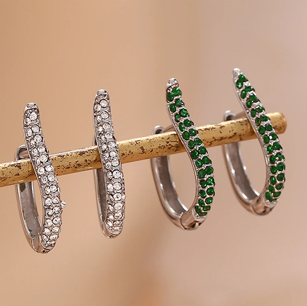 Dreamshow Trending Shining AAA Zircon Hoop Earring Stainless Steel Earring Women Jewelry