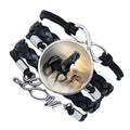 Hand-Woven Creative Jewelry-New Multi-Layer Combination Horse Time Gem Glass Leather Charm Bracelet Fashionable Accessory