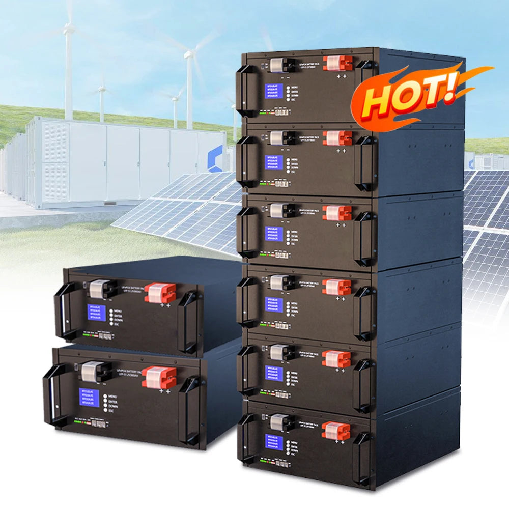 Solar Home Energy Storage Battery 10KWH 51.2V Lithium Ion Rack LiFePO4 Battery 48V 200AH Recharebale Deep Cycle 20 Years BMS