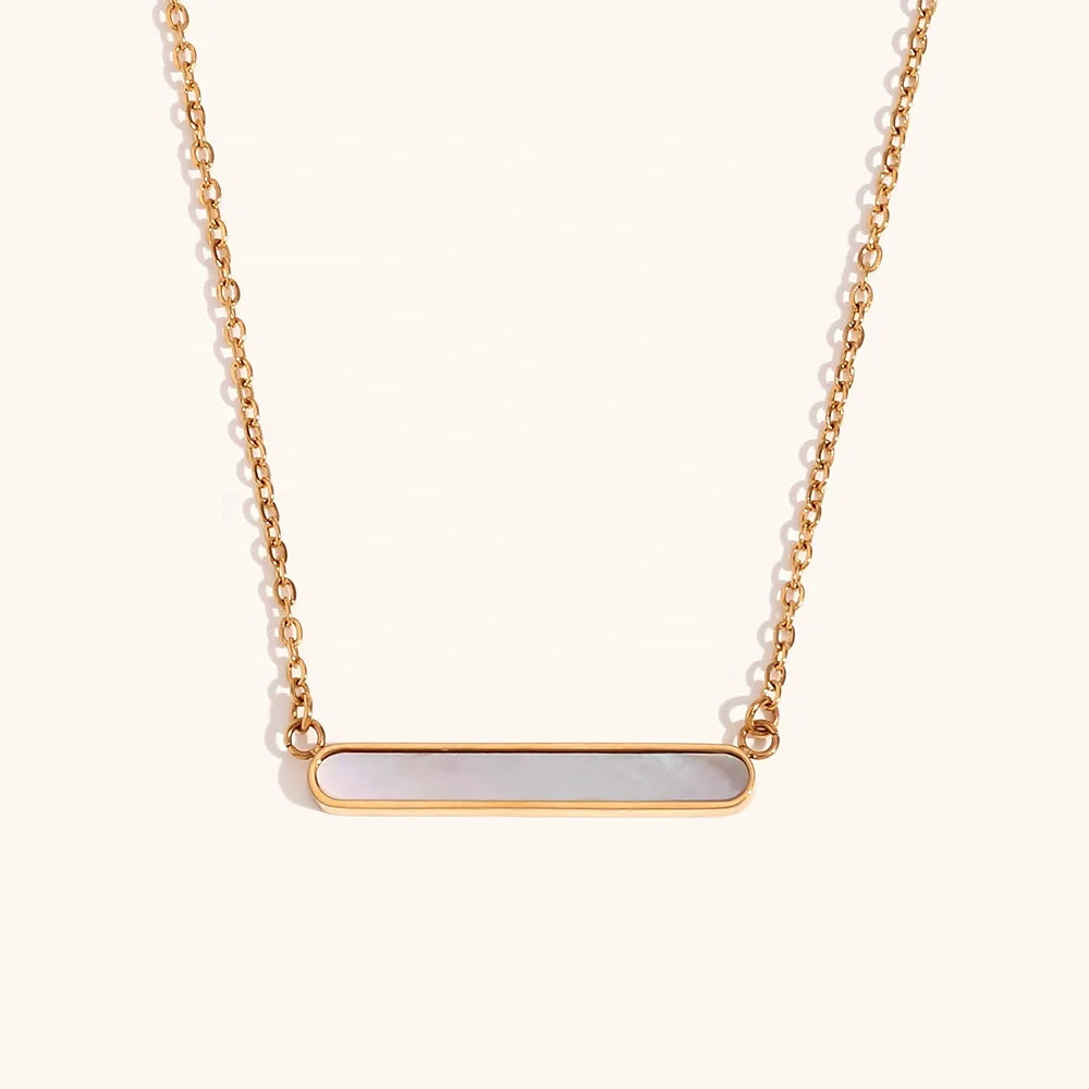 Dingran Shell Pendant Necklace Gold Plated Stainless Steel Bar Necklace Joyas De Acero Inoxidable