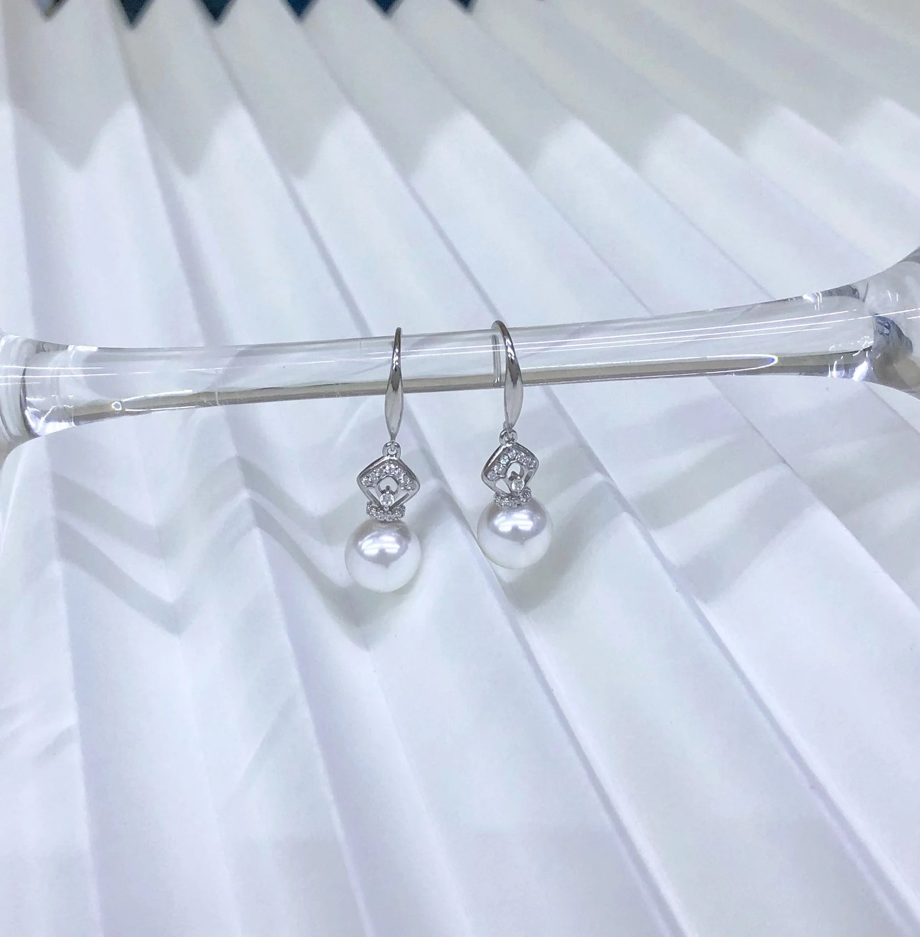 E2149 8-9mm DIY Natural Freshwater Pearl Charm Earrings Mounting Accessory 925 Sterling Silver Gold Plated  Jewelry for Women