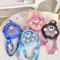 Children's Creative Kids Cute Cat Claw Plastic Water Cup Straw Portable Strap Cup Water Bottle for Student