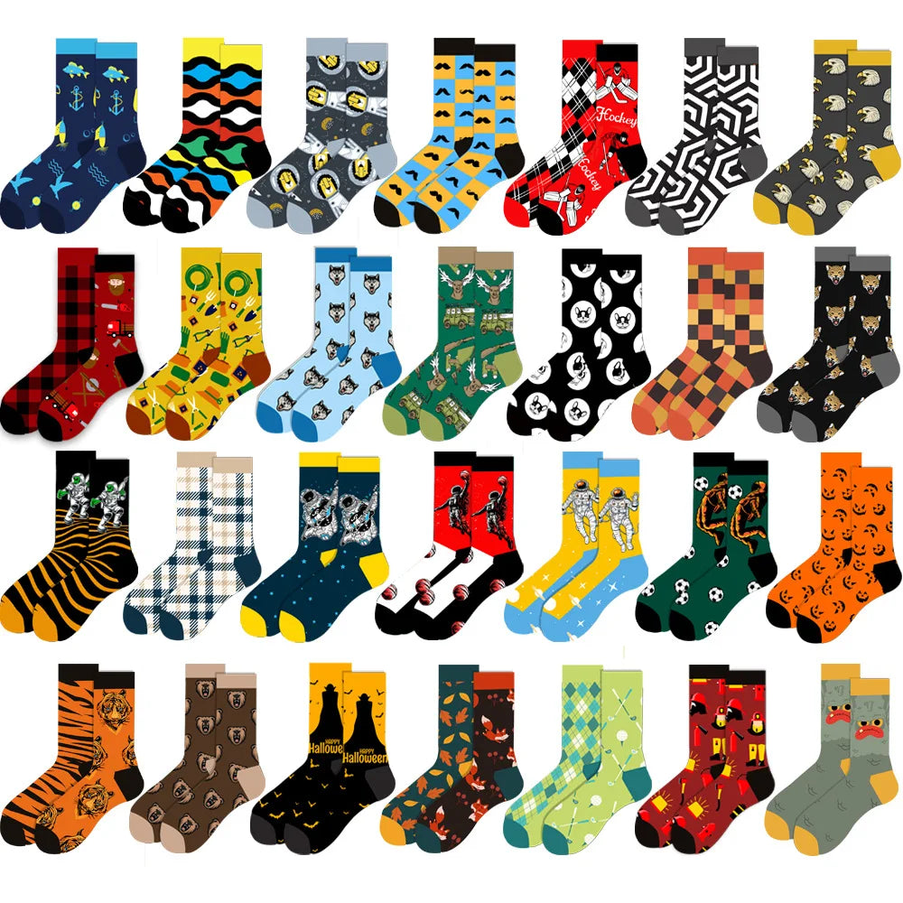 2021 Funny Happy Comics Men Fashion Cotton Calcetines Dibujos Custom Tube Crew Designer Meias Ankle Anime Cartoon Socks
